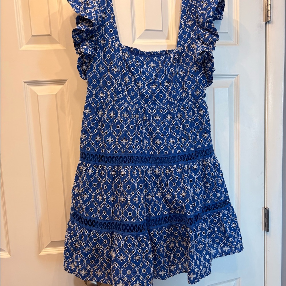 Lilly Pulitzer Royal Blue & White Smocked Mini Dress